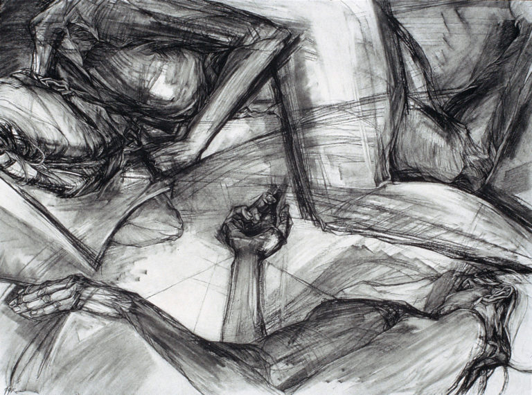 Approach-Avoidance #1, 1982, charcoal pencil, 30"h x 40, Private Collection