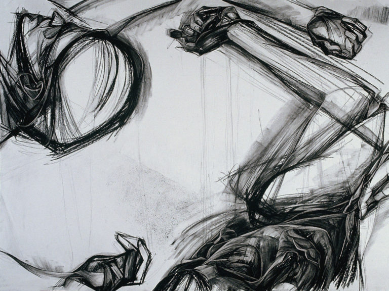 Approach-Avoidance #15, 1984-1986, charcoal pencil, 30"h x 40, Grinnell College Museum of Art