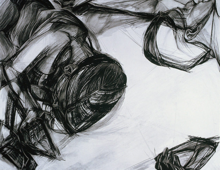 Approach-Avoidance #16, 1986, charcoal pencil, 30"h x 40, Collection Flaten Art Museum, St. Olaf College