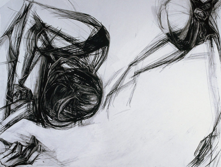 Approach-Avoidance #18, 1986, charcoal pencil, 30"h x 40, Collection Bethel University, Arden Hills, MN