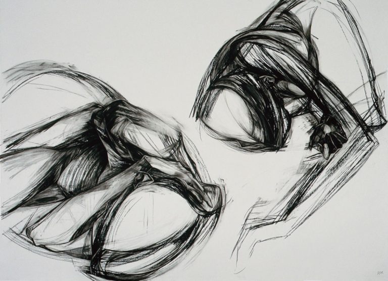 Approach-Avoidance #21, 1986, black pastel, 62"h x 85, Collection North Dakota Museum of Art