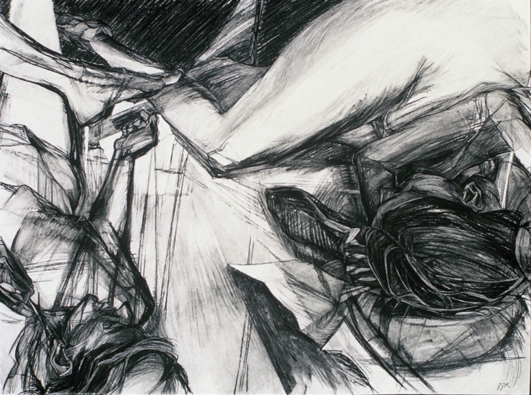 Approach-Avoidance #3, 1982, charcoal pencil 30"h x 40