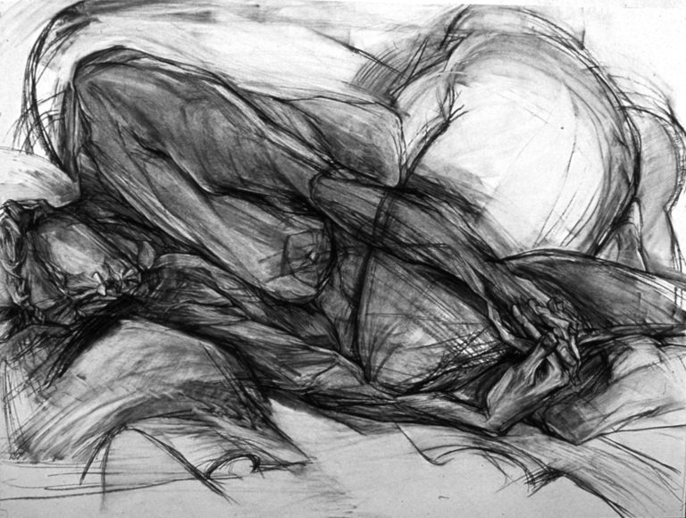 Fetal, 1978, charcoal pencil, 36 ½”hx46”