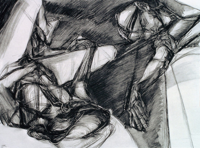 Approach-Avoidance #2, 1982, charcoal pencil, 30"h x 40