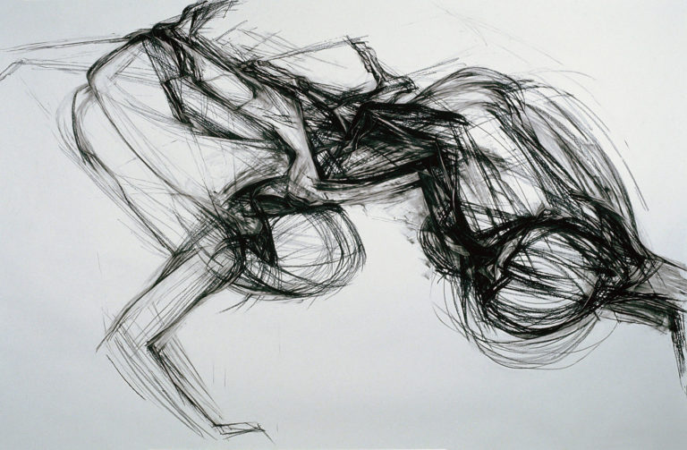 Approach-Avoidance #23, 1987, black pastel, 68"h x 103