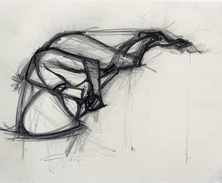 Gesture Drawing [196], no date, vine charcoal and charcoal pencil, 19"h x 24