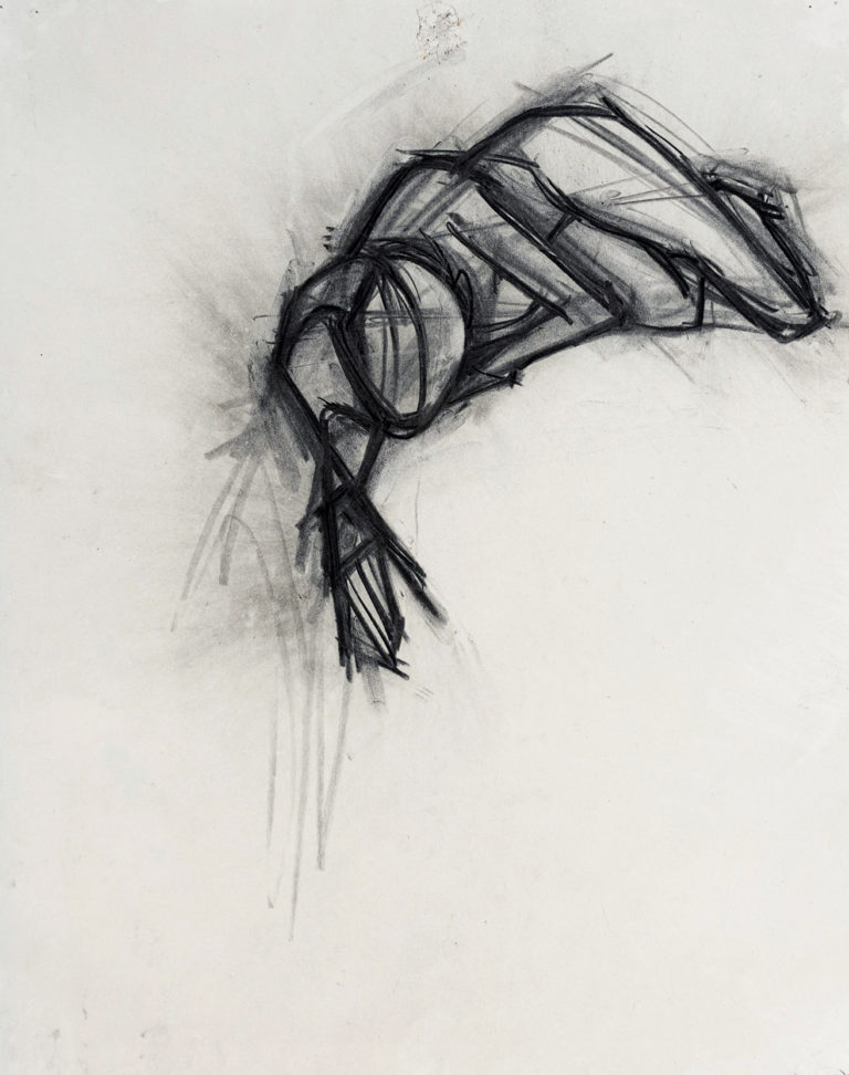 Gesture Drawing [287], no date, vine charcoal and charcoal pencil, 24"h x 19