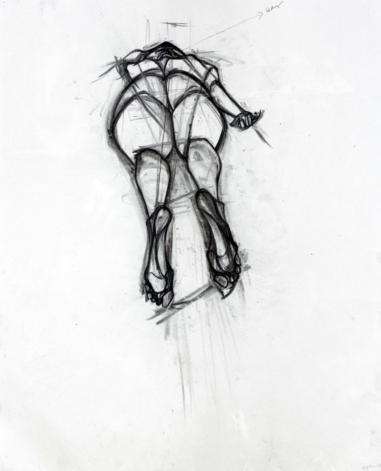 Gesture Drawing [509], no date, vine charcoal and charcoal pencil, 24"h x 19