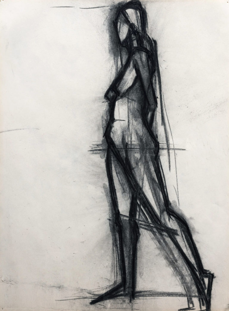 Gesture Drawing [85], no date, vine charcoal and charcoal pencil, 24"h x 19